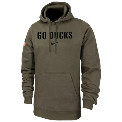 Shop Nike Olive Oregon Ducks Military Pack Club Fleece Pullover Hoodie