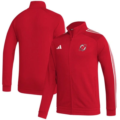 Shop Adidas Originals Adidas  Red New Jersey Devils Raglan Full-zip Track Jacket