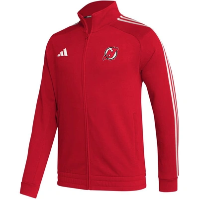 Shop Adidas Originals Adidas  Red New Jersey Devils Raglan Full-zip Track Jacket