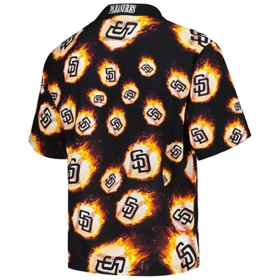 Shop Pleasures Black San Diego Padres Flame Fireball Button-up Shirt