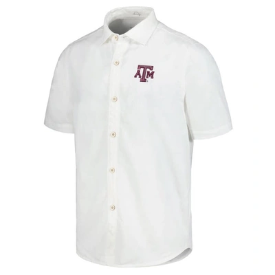 Tommy Bahama Men's White Texas A&m Aggies Coconut Point Palm Vista Islandzone Camp Button-up Shirt In White