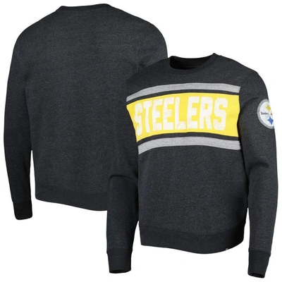 Shop 47 ' Heathered Black Pittsburgh Steelers Bypass Tribeca Pullover Sweatshirt In Heather Black