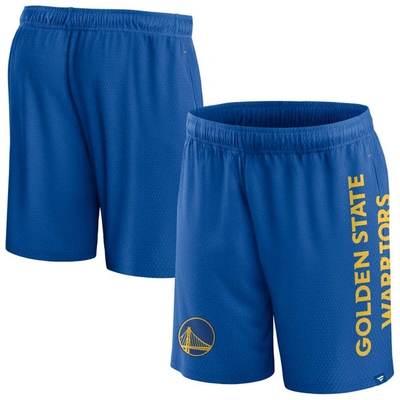 Shop Fanatics Branded Royal Golden State Warriors Post Up Mesh Shorts