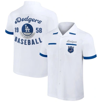 Shop Darius Rucker Collection By Fanatics White Los Angeles Dodgers Bowling Button-up Shirt