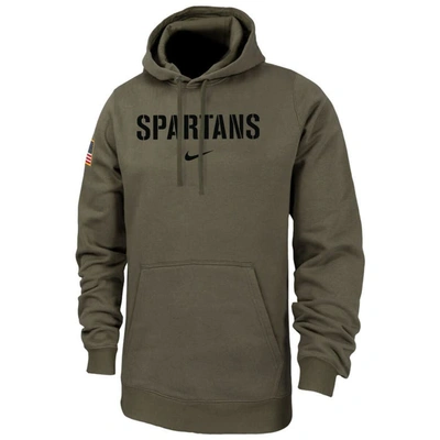 Shop Nike Olive Michigan State Spartans Military Pack Club Fleece Pullover Hoodie