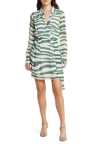 Shop Du Paradis Stripe Long Sleeve Shirtdress In Green Horizon