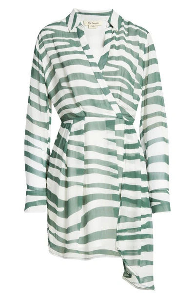 Shop Du Paradis Stripe Long Sleeve Shirtdress In Green Horizon