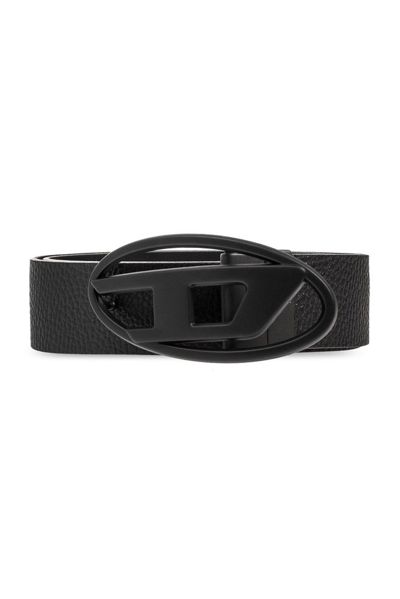 Shop Diesel Logo Buckle Reversible Belt In Black