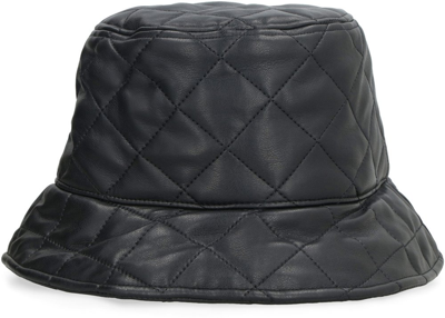Shop Stand Studio Vida Quilted Leather Bucket Hat In Black