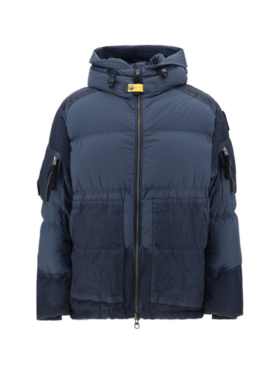 Shop Parajumpers Tomcat Logo Patch Hooded Padded Jacket In Blue