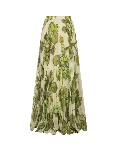 Shop Etro Graphic Print Pleated Skirt In Green