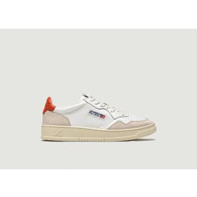 Shop Autry Medalist Low Sneakers In Orange And White Leather