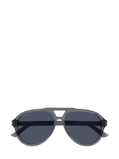 Shop Gucci Eyewear Navigator Frame Sunglasses In Grey