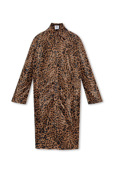 Shop Vetements Animal Motif Rain Coat In Brown