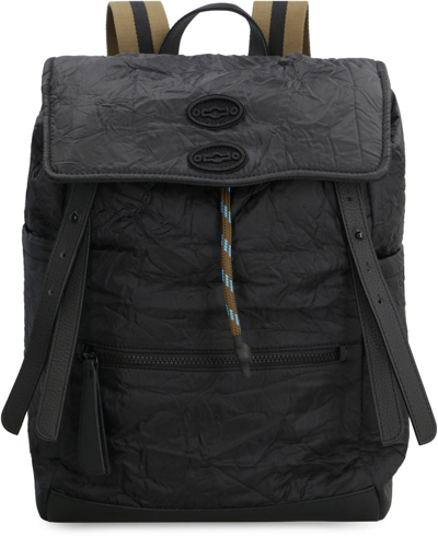 Shop Zanellato Flap Drawstring Backpack In Black