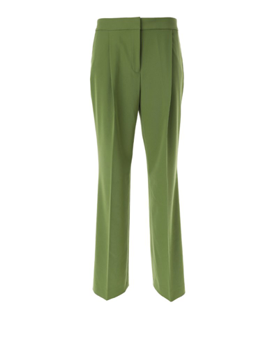 Shop Karl Lagerfeld Pleated Straight Leg Trousers In Green