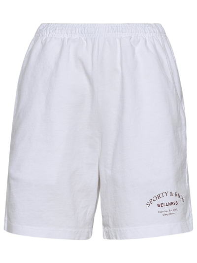 Shop Sporty And Rich Sporty & Rich Wellness Studio Logo Printed Shorts In White
