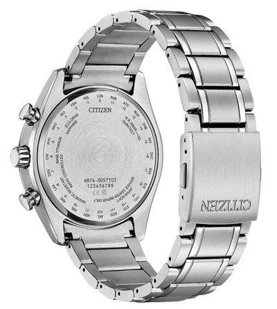 Pre-owned Citizen Titanium Sapphire Moonphase Radio Controlled By1010-81l Blue Dial Watch