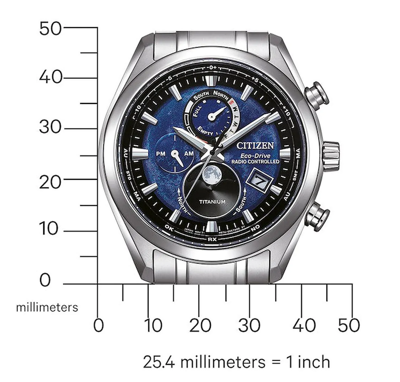 Pre-owned Citizen Titanium Sapphire Moonphase Radio Controlled By1010-81l Blue Dial Watch