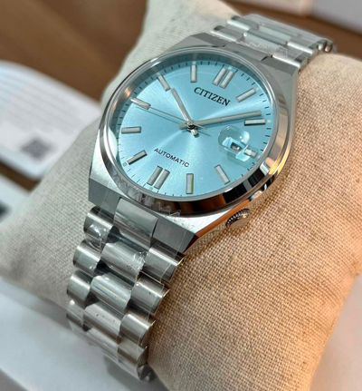 Pre-owned Citizen Tsuyosa Sapphire Crystal Automatic Nj0151-88m Turquoise Dial