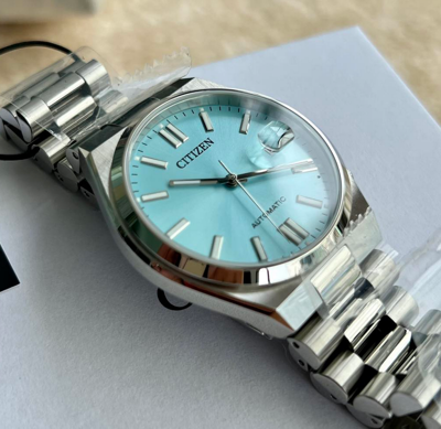 Pre-owned Citizen Tsuyosa Sapphire Crystal Automatic Nj0151-88m Turquoise Dial