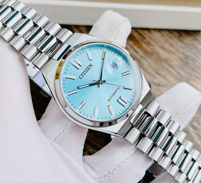 Pre-owned Citizen Tsuyosa Sapphire Crystal Automatic Nj0151-88m Turquoise Dial