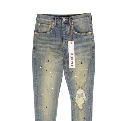 Pre-owned Purple Brand Indigo Mid Rise Destroy Paint Jeans Size 29 $250