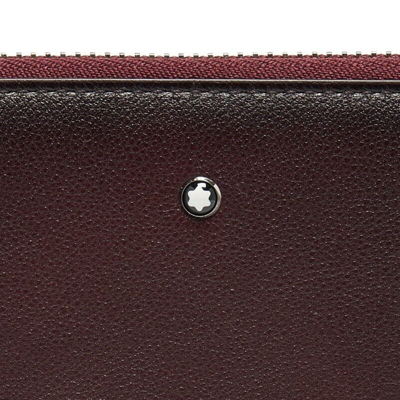 Pre-owned Montblanc Sfumato Natural Leather Long 12cc Card Zipper Wallet Purse For Men In Red