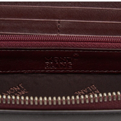 Pre-owned Montblanc Sfumato Natural Leather Long 12cc Card Zipper Wallet Purse For Men In Red