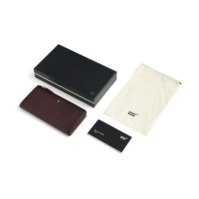 Pre-owned Montblanc Sfumato Natural Leather Long 12cc Card Zipper Wallet Purse For Men In Red
