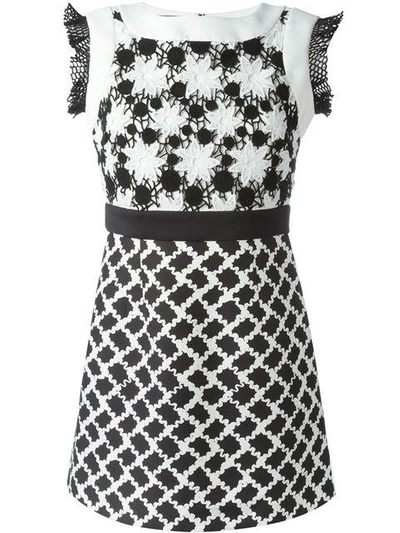 Shop Emanuel Ungaro Floral Crochet Top Dress - Black