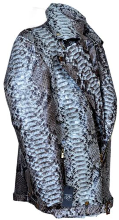 Pre-owned Handmade Genuine Dragon King Python Skin Large Scales Jacket All Size Upto13xl74" Presale In Black