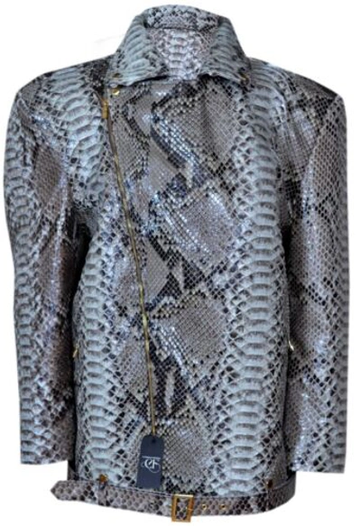Pre-owned Handmade Genuine Dragon King Python Skin Large Scales Jacket All Size Upto13xl74" Presale In Black