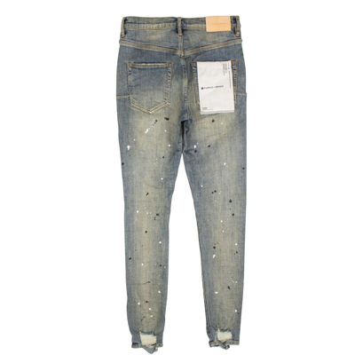 Pre-owned Purple Brand Indigo Mid Rise Destroy Paint Jeans Size 28 $250