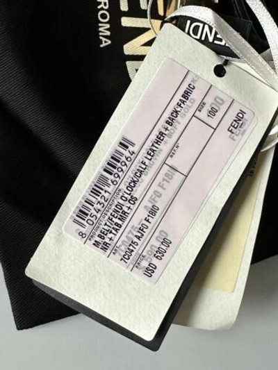 Pre-owned Fendi $630  Ff O'lock Leather Reversible Black/brown Belt 100/40 Italy 7c0475