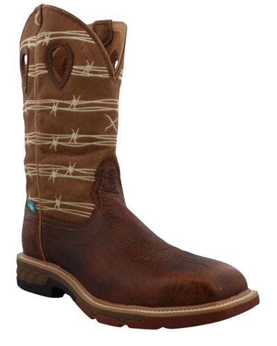 Pre-owned Twisted X Men's 12" Western Work Boot - Soft Toe - Mxbaw05 In Brown