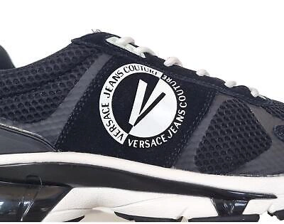 Pre-owned Versace Couture Men's Sneakers Shoes Nabas Bottom 75ya3s01 Black In Black-white