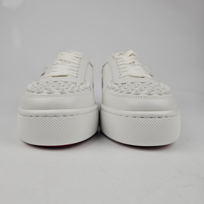 Pre-owned Christian Louboutin Happyrui White Leather Sneakers