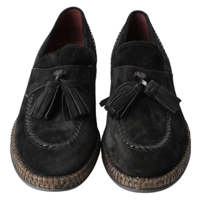 Pre-owned Dolce & Gabbana Shoes Black Suede Leather Casual Espadrille Eu45 / Us12 1280usd