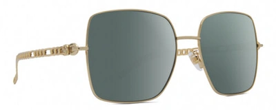 Pre-owned Gucci Gg0724s Womens Square Designer Polarized Sunglasses Gold Black 61mm 4 Opt. In Smoke Grey Polar