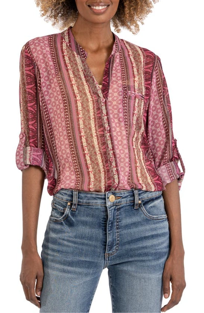 Shop Kut From The Kloth Jasmine Chiffon Button-up Shirt In Vannes-rose Gold
