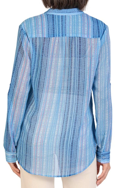 Shop Kut From The Kloth Jasmine Chiffon Button-up Shirt In Colmar Stripe-soft Denim