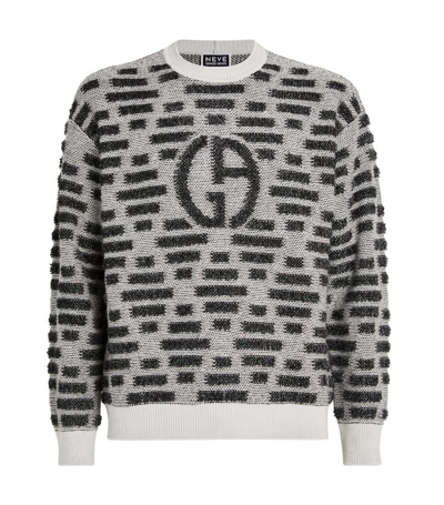 Shop Giorgio Armani Logo-jacquard Sweater In Multi