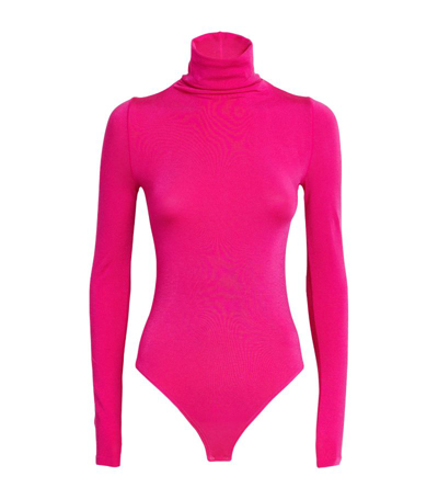 Shop Wolford Rollneck Colorado Bodysuit In Pink