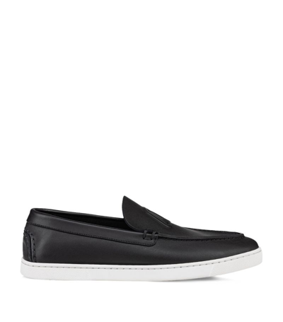 Shop Christian Louboutin Leather Varsiboat Loafers In Black