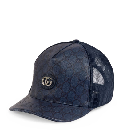 Shop Gucci Gg Supreme Trucker Cap In Blue