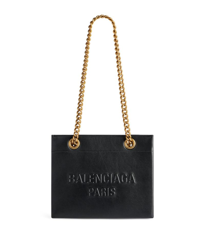 Shop Balenciaga Small Leather Duty Free Tote Bag In Black