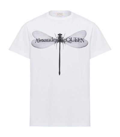 Shop Alexander Mcqueen Dragonfly Print T-shirt In Neutral