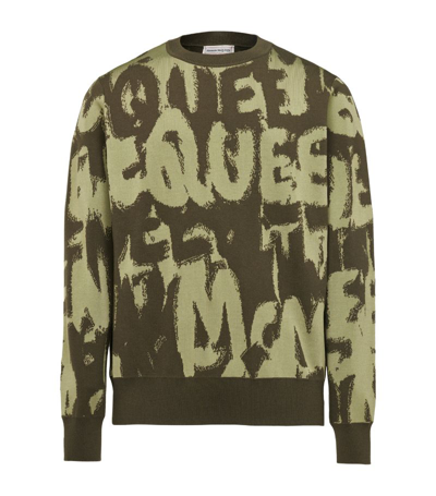 Shop Alexander Mcqueen Graffiti Logo Sweater In Green