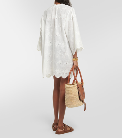 Shop Melissa Odabash Lucy Embroidered Cotton Kaftan In White